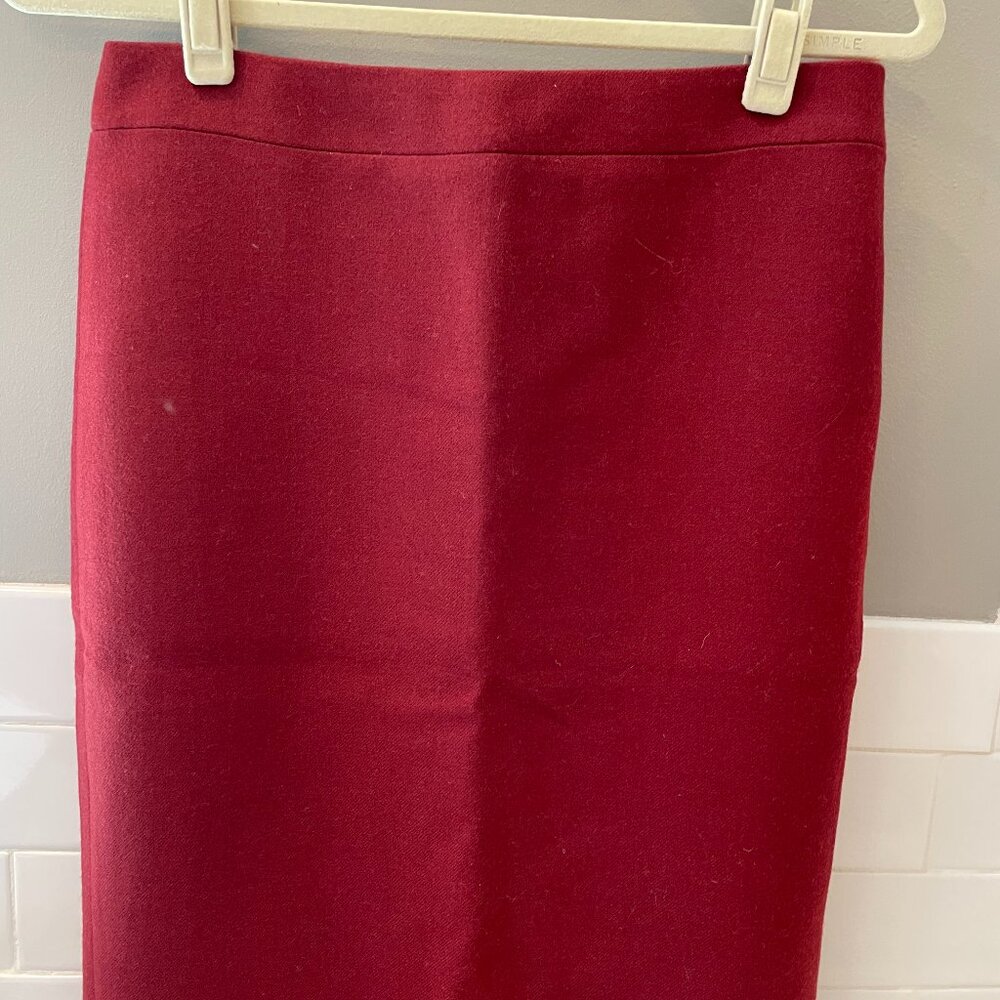 J. Crew Wool No. 2 Pencil Skirt Burgundy Red | 4